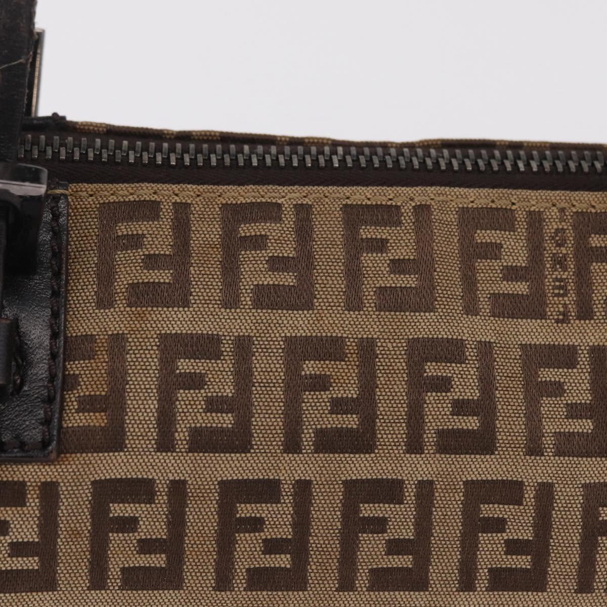 FENDI Zucchino Canvas Hand Bag Beige Silver 8BL015 Auth 207774