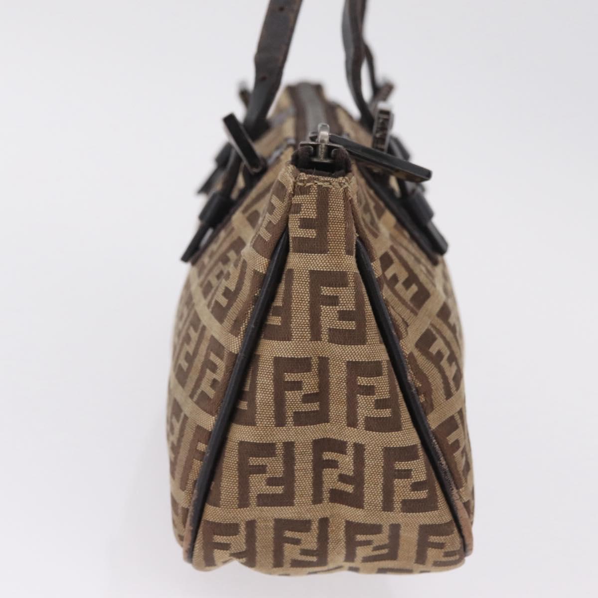 FENDI Zucchino Canvas Hand Bag Beige Silver 8BL015 Auth 207774