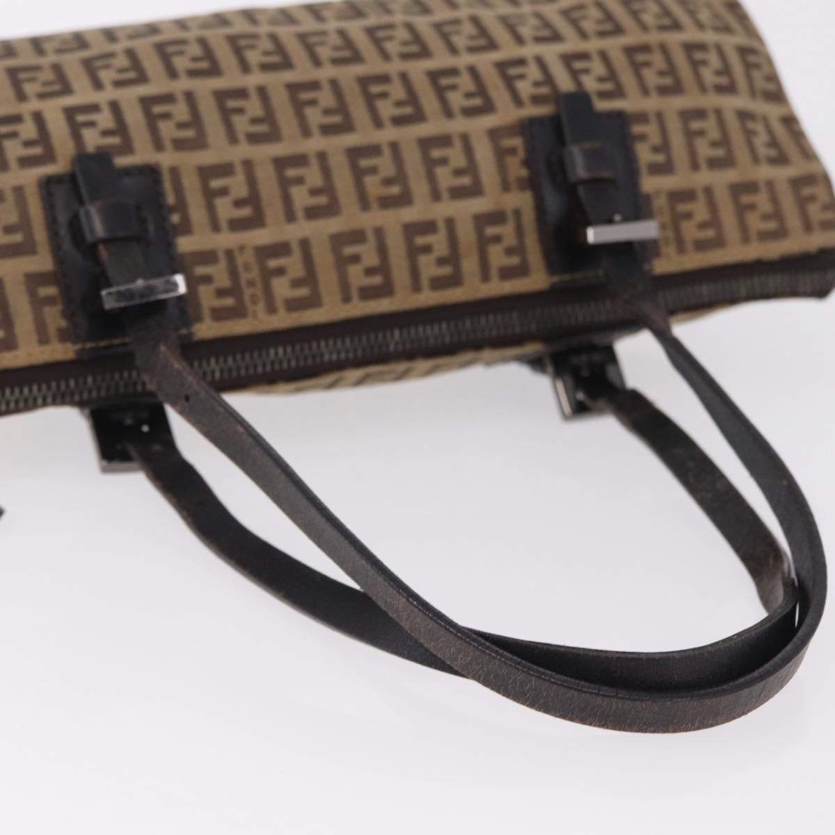 FENDI Zucchino Canvas Hand Bag Beige Silver 8BL015 Auth 207774