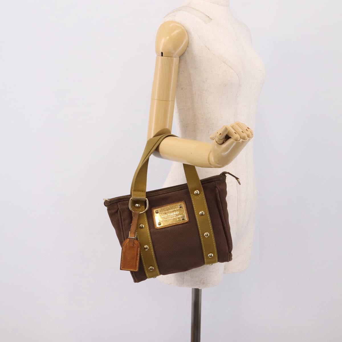 LOUIS VUITTON Antigua Cabas PM Hand Bag Canvas Brown M40089 LV Auth 207775