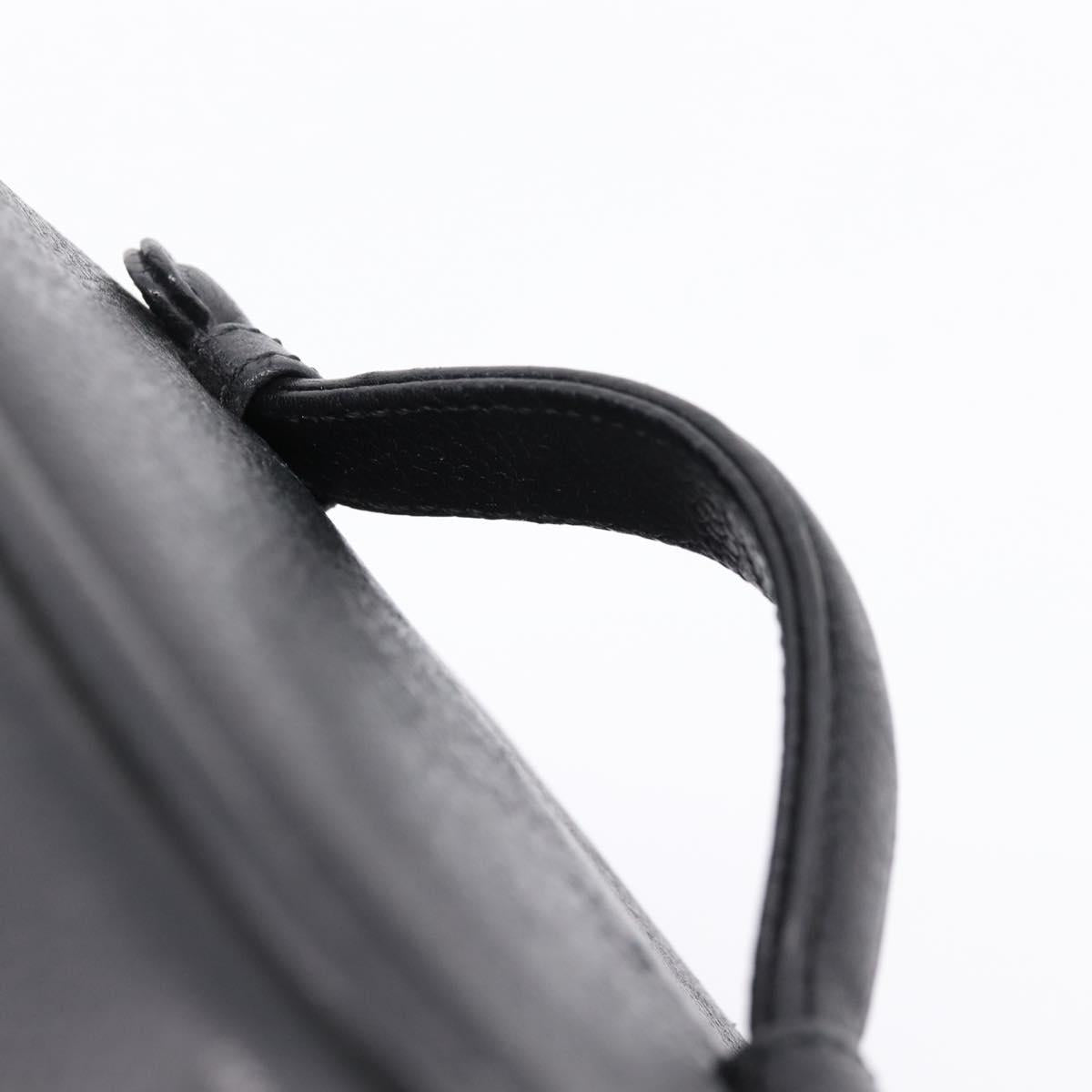 CHANEL Vanity Hand Bag Caviar Skin Black Gold CC Auth 207779A