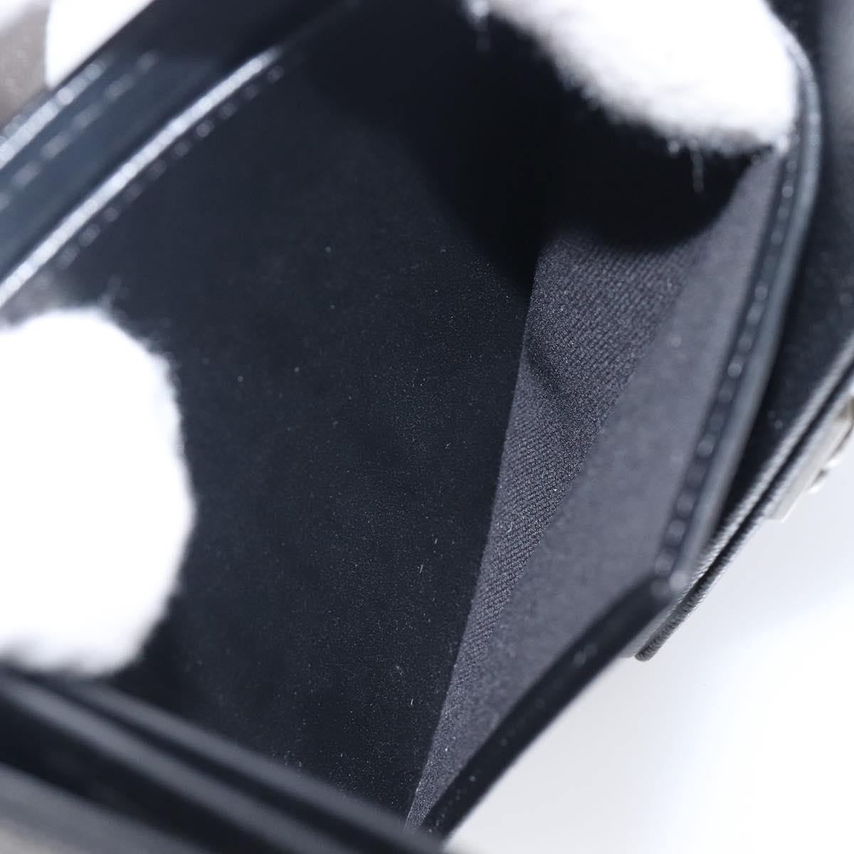 CHANEL Matelasse Compact Wallet Caviar Skin Black Silver CC Auth 207781V