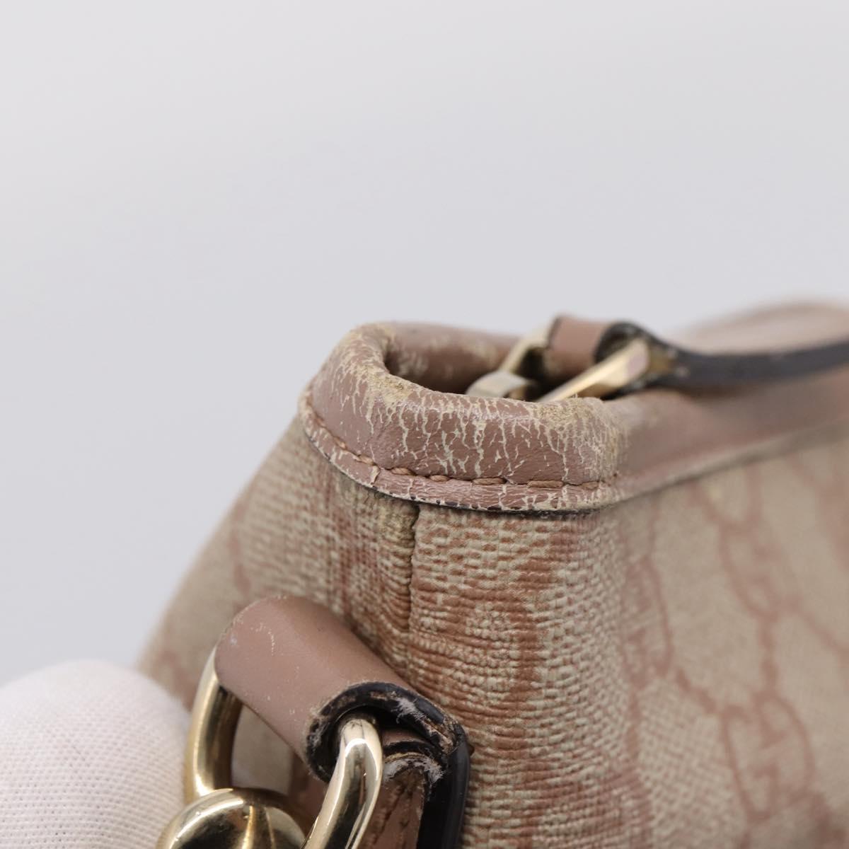 GUCCI GG Supreme Hand Bag PVC 2way Pink Gold Tone 353439 Auth 207789