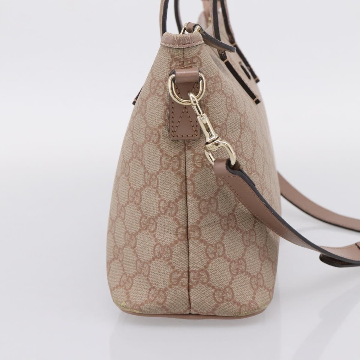 GUCCI GG Supreme Hand Bag PVC 2way Pink Gold Tone 353439 Auth 207789