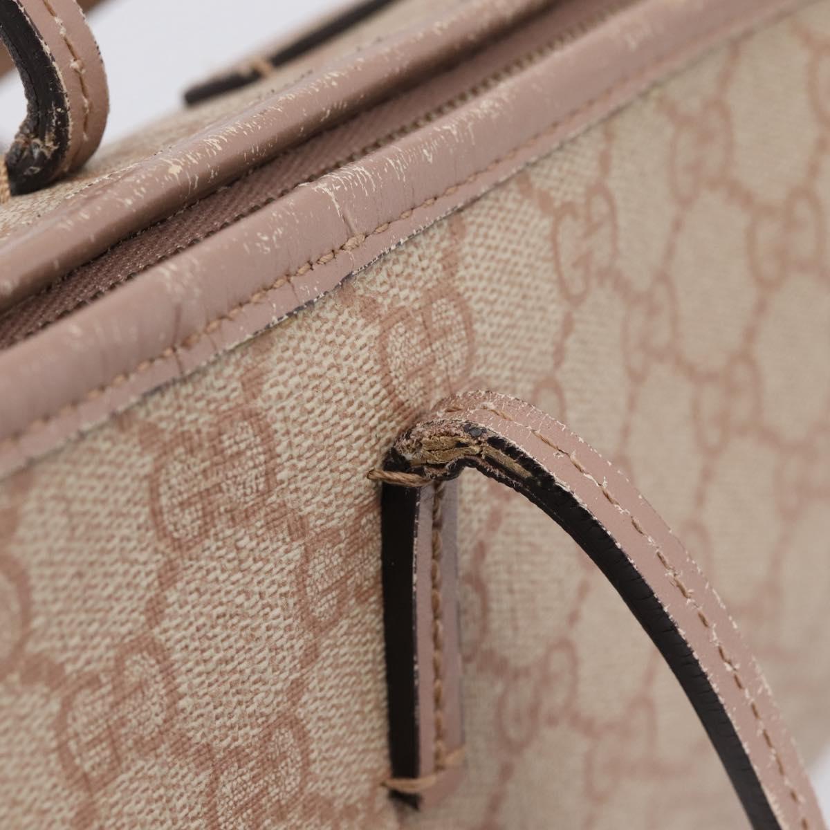 GUCCI GG Supreme Hand Bag PVC 2way Pink Gold Tone 353439 Auth 207789
