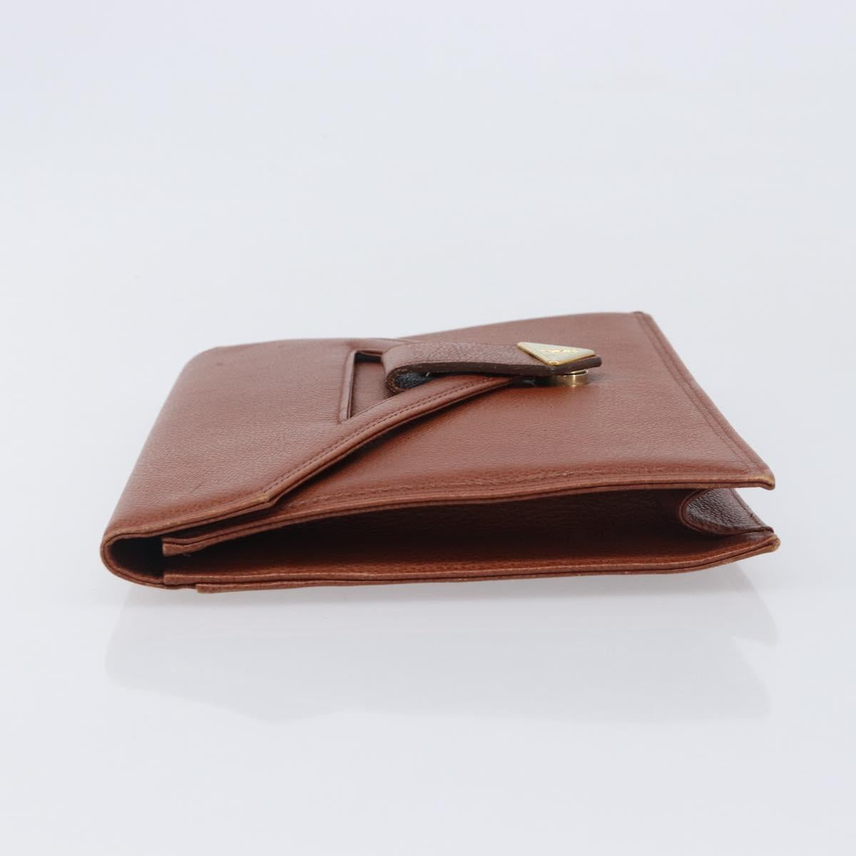 Saint Laurent Clutch Bag Leather Brown Gold Tone Auth 207791A