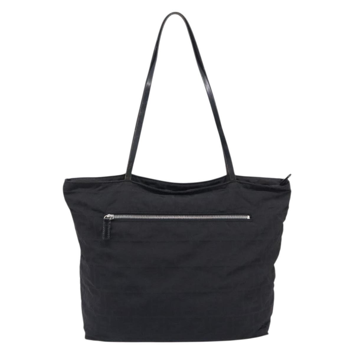 FENDI Zucca Canvas Tote Bag Black Silver Auth 207792