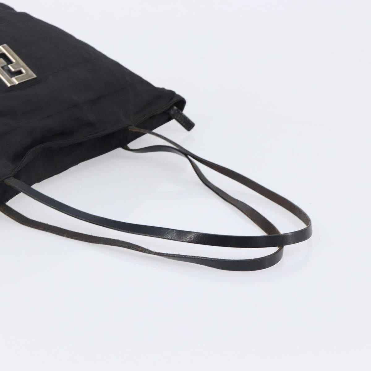 FENDI Zucca Canvas Tote Bag Black Silver Auth 207792