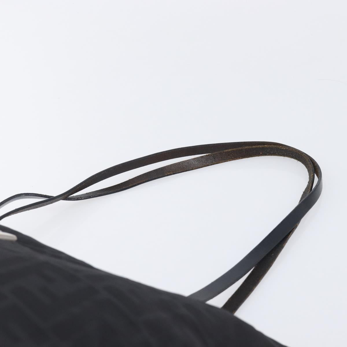 FENDI Zucca Canvas Tote Bag Black Silver Auth 207792