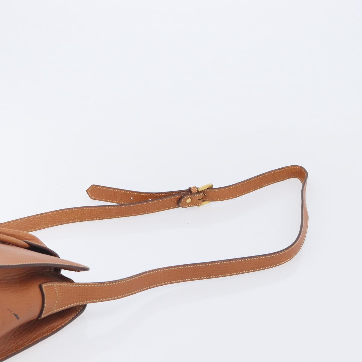 LOEWE Shoulder Bag Leather Brown Gold Tone Auth 207796A