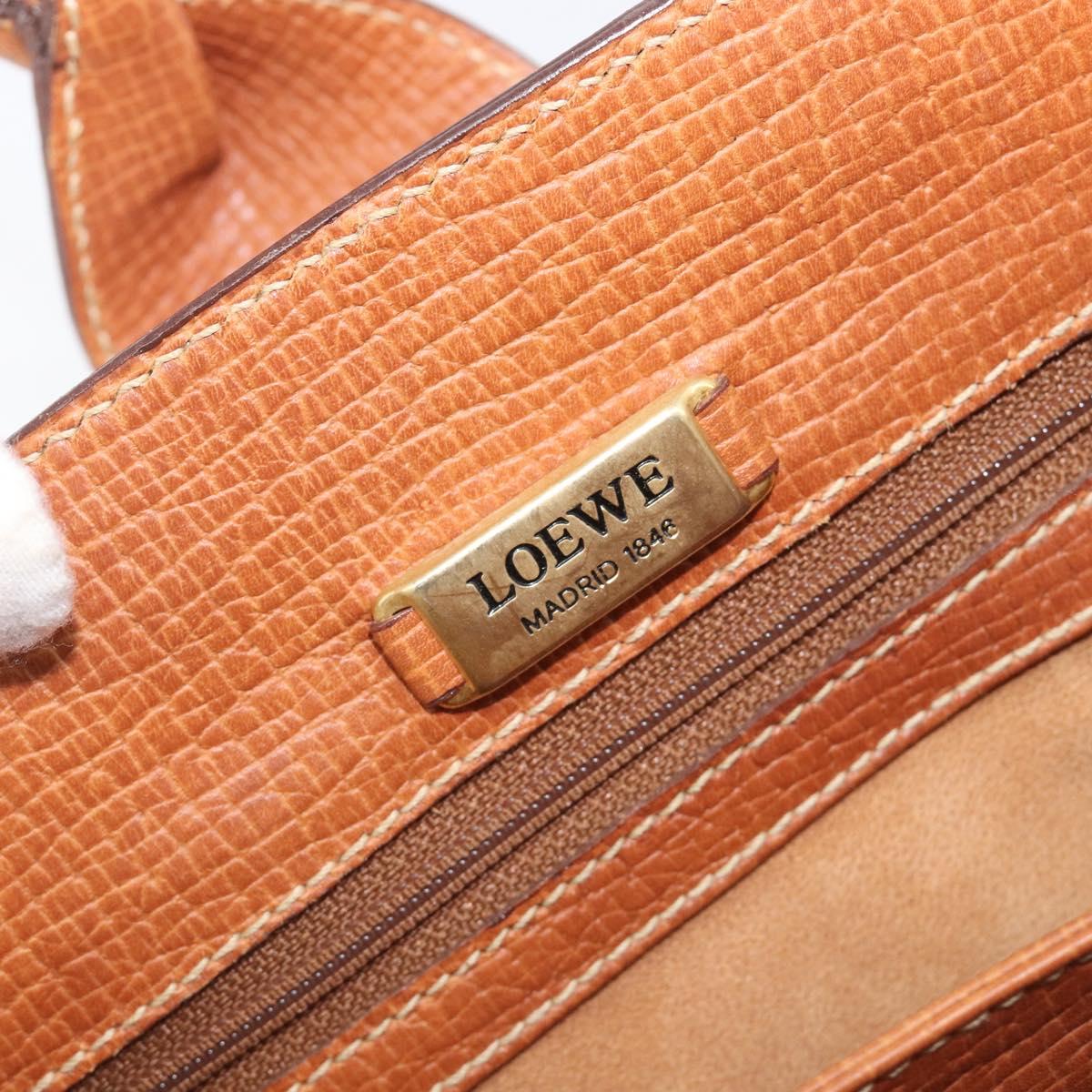 LOEWE Shoulder Bag Leather Brown Gold Tone Auth 207796A