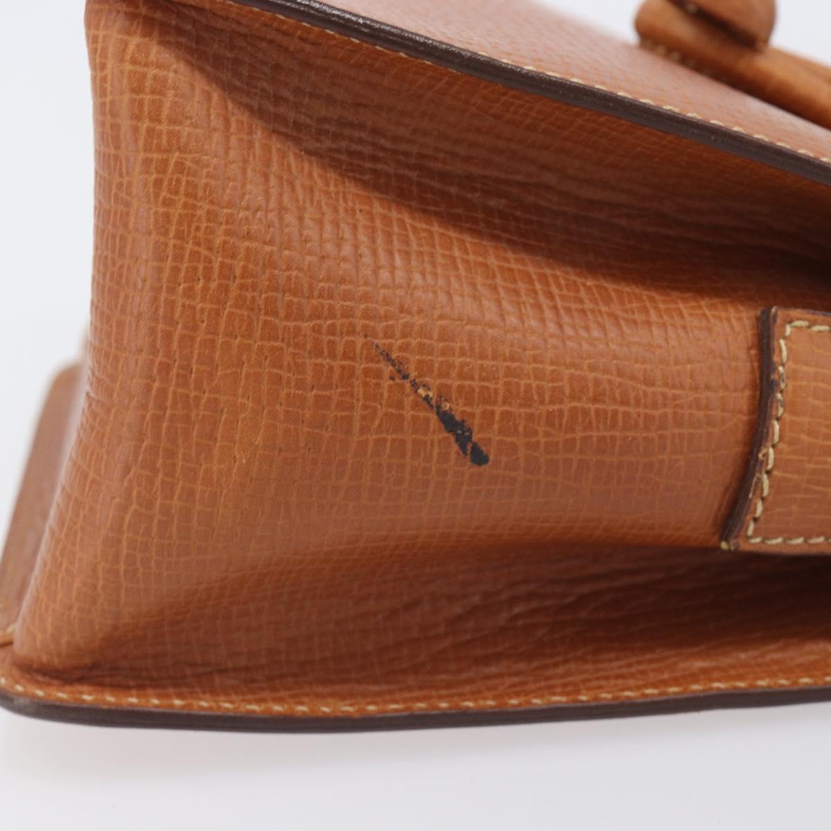 LOEWE Shoulder Bag Leather Brown Gold Tone Auth 207796A