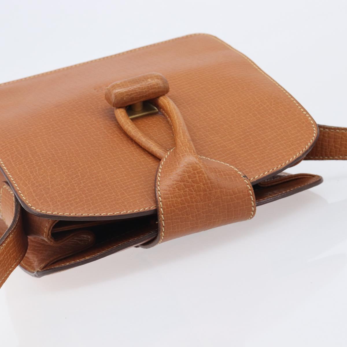 LOEWE Shoulder Bag Leather Brown Gold Tone Auth 207796A
