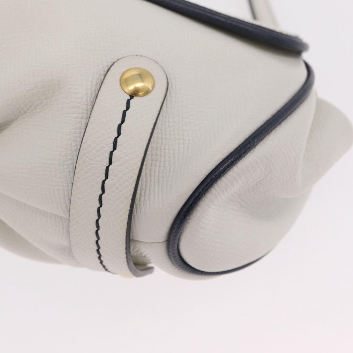 Salvatore Ferragamo Shoulder Bag Leather White Gold Auth 207797V