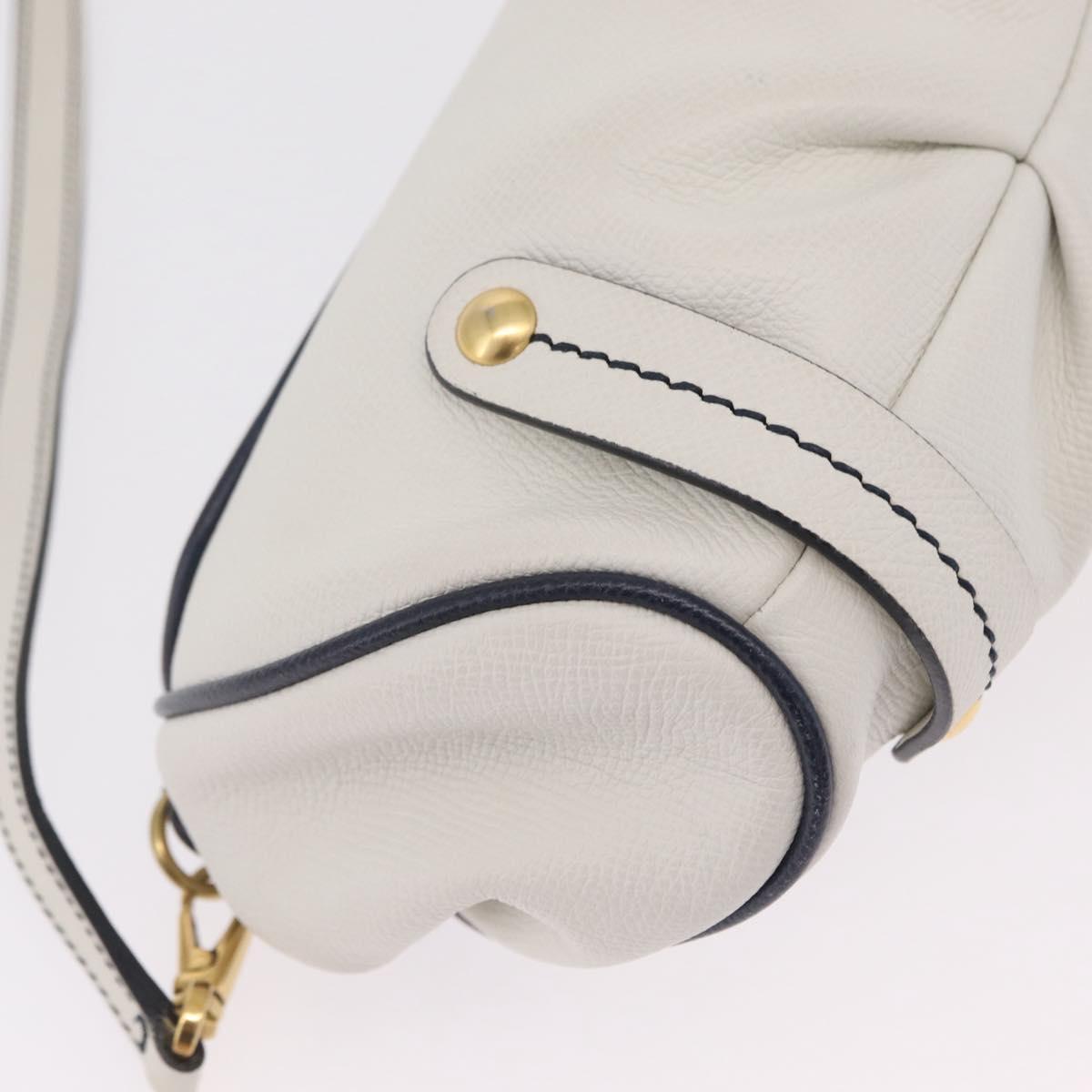 Salvatore Ferragamo Shoulder Bag Leather White Gold Auth 207797V