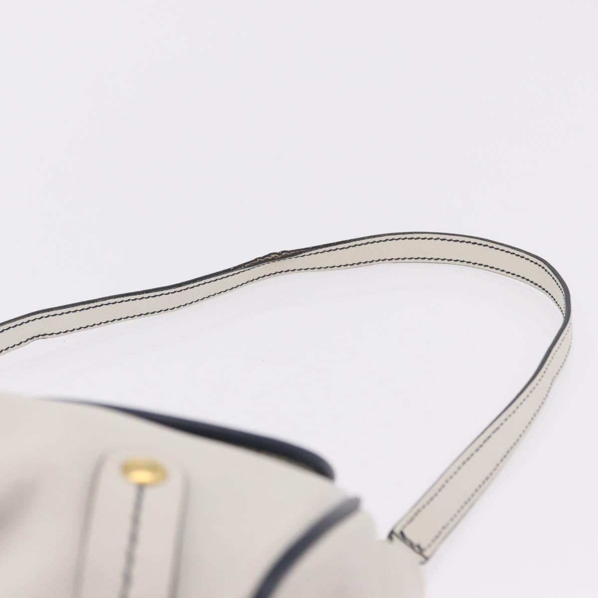 Salvatore Ferragamo Shoulder Bag Leather White Gold Auth 207797V