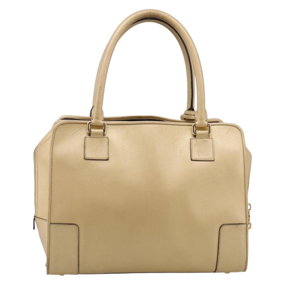 LOEWE Amazona 32 Hand Bag Leather Gold Auth 207798A