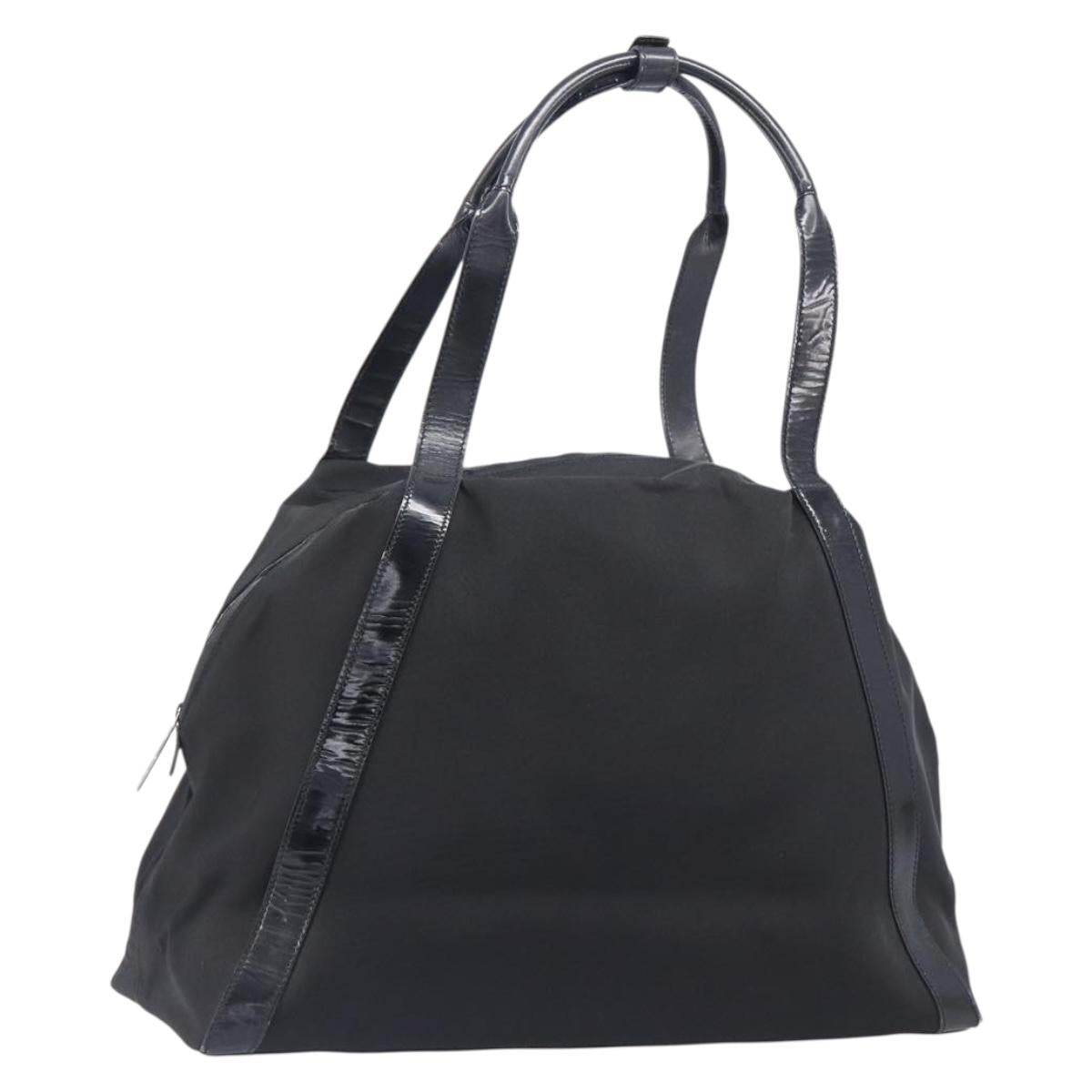 GUCCI Tote Bag Nylon Black Silver Auth 207801
