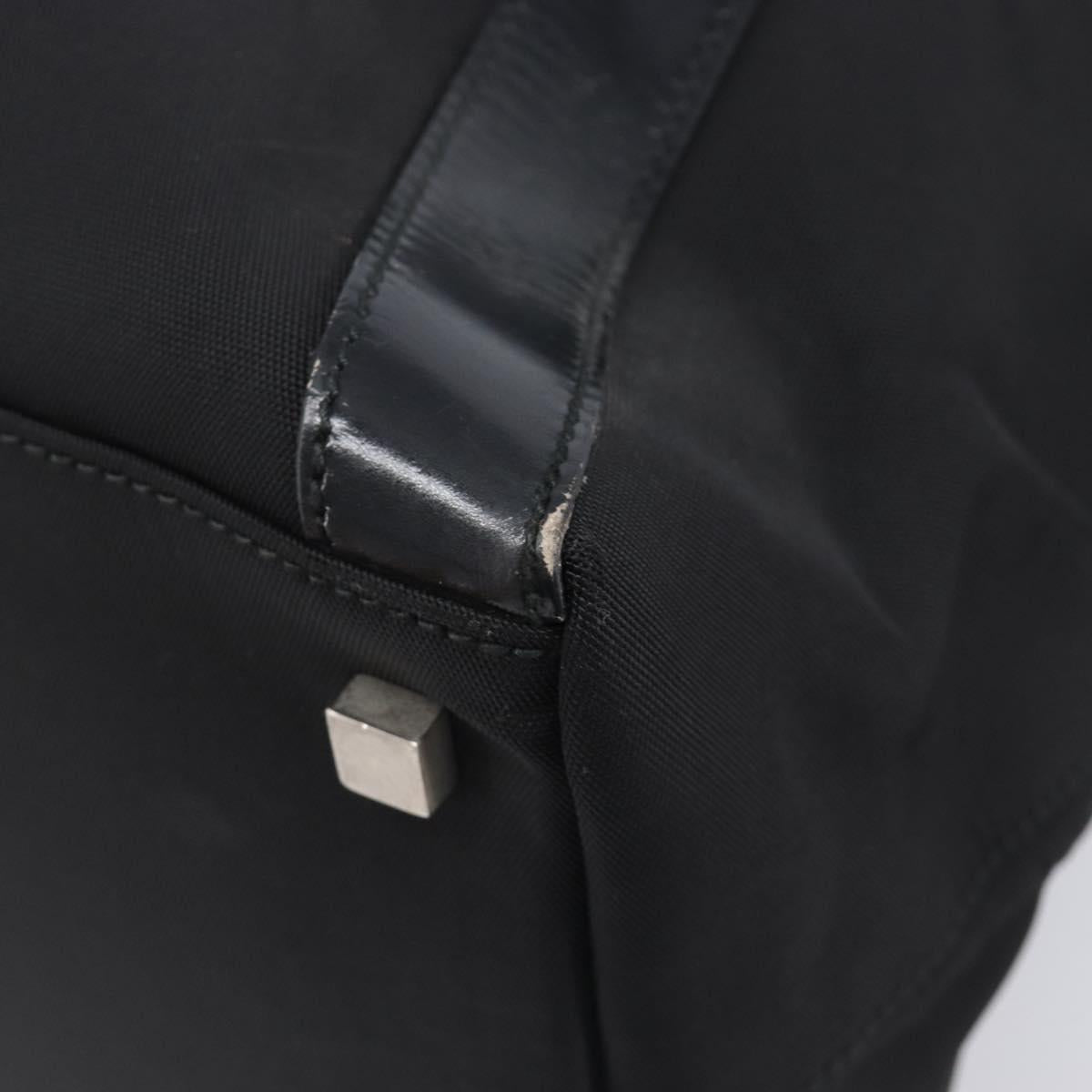 GUCCI Tote Bag Nylon Black Silver Auth 207801