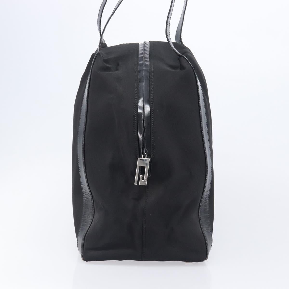 GUCCI Tote Bag Nylon Black Silver Auth 207801