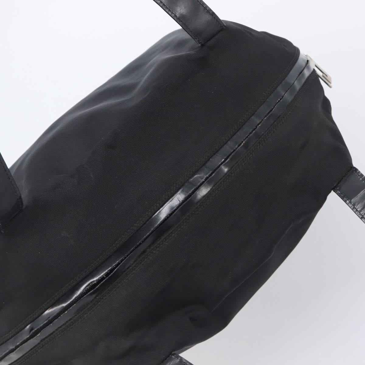GUCCI Tote Bag Nylon Black Silver Auth 207801
