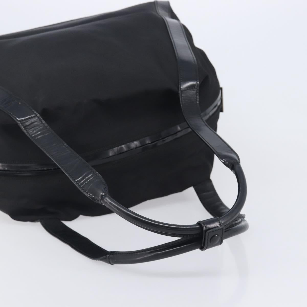 GUCCI Tote Bag Nylon Black Silver Auth 207801