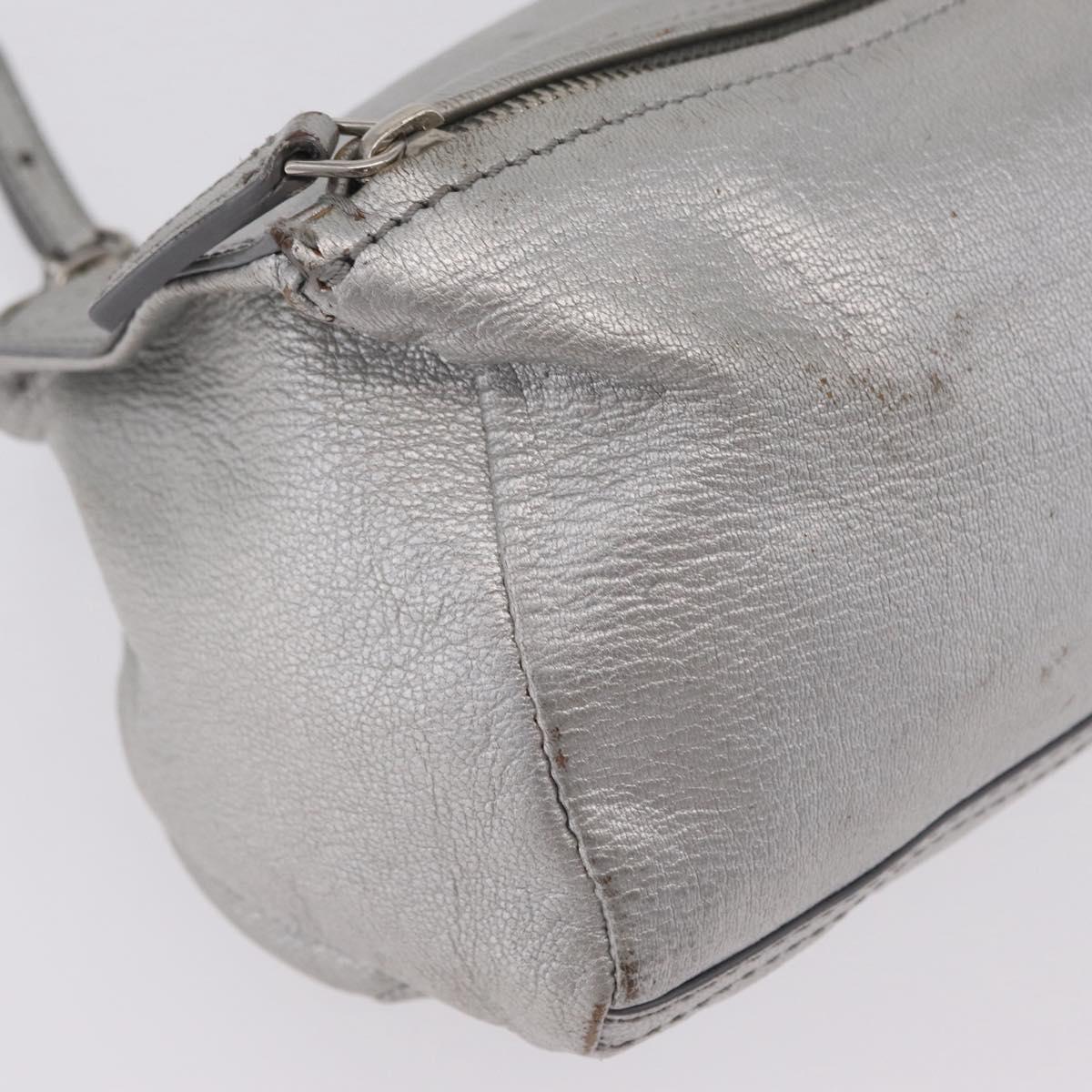 GIVENCHY Pandora Mini Shoulder Bag Leather Silver Auth 207804