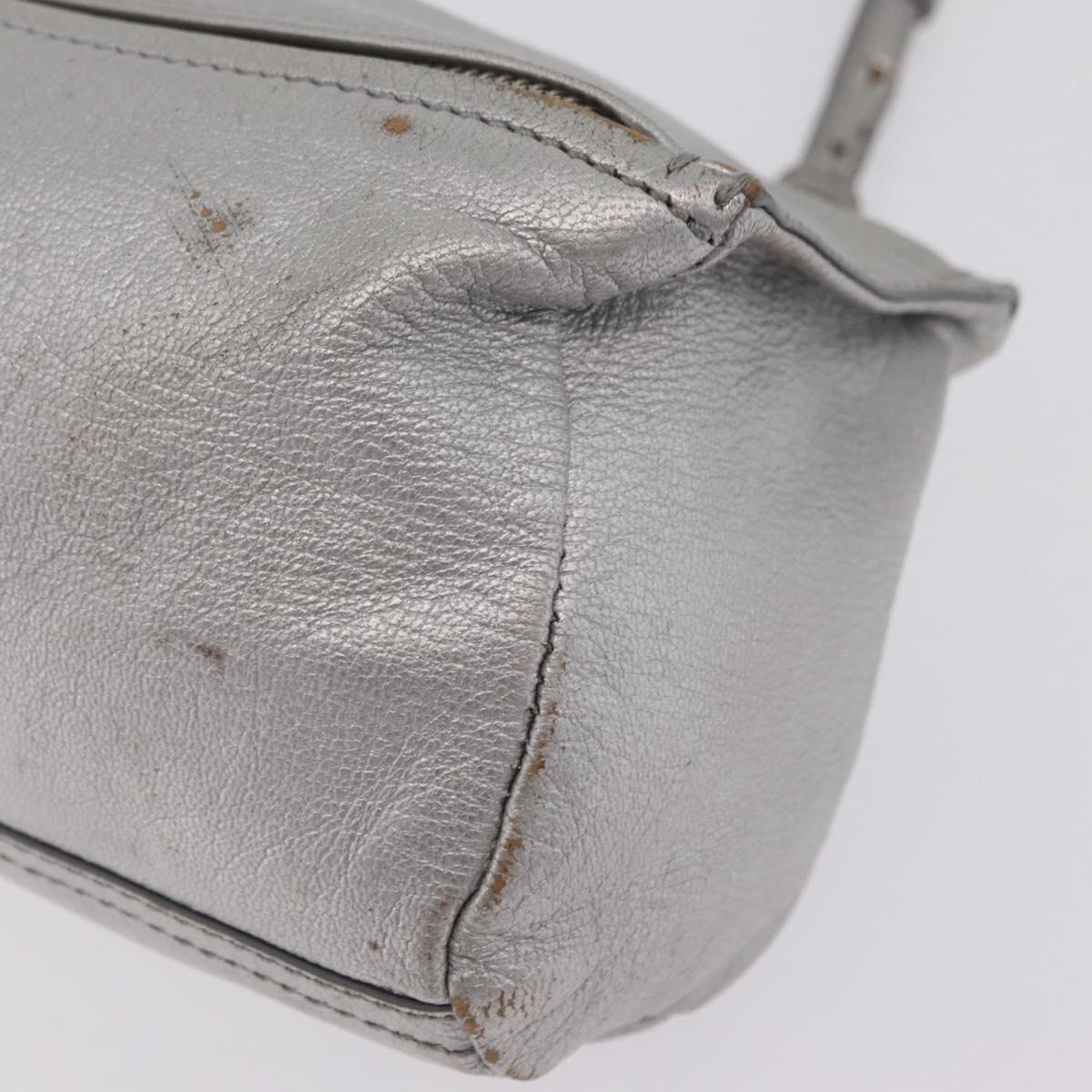 GIVENCHY Pandora Mini Shoulder Bag Leather Silver Auth 207804