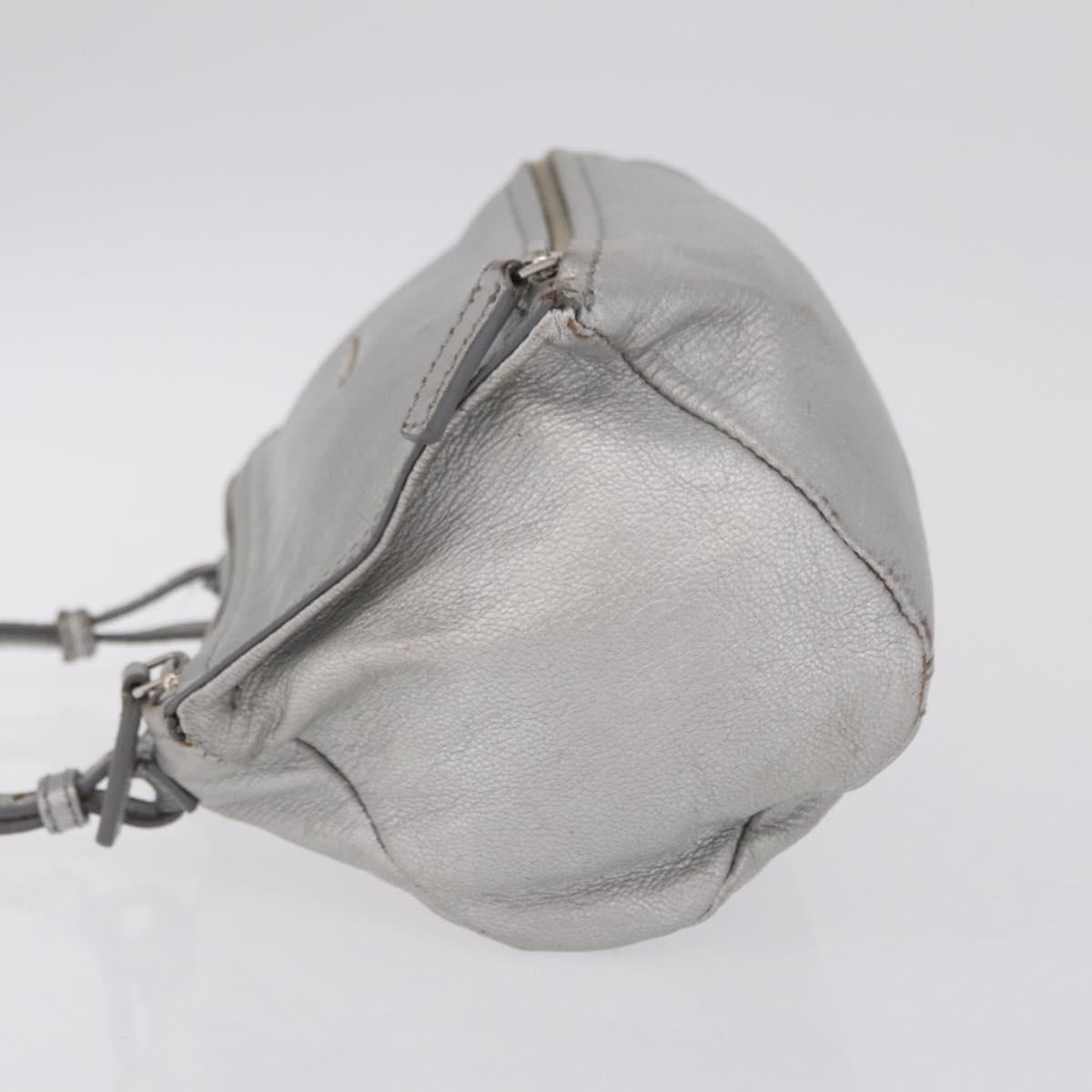 GIVENCHY Pandora Mini Shoulder Bag Leather Silver Auth 207804