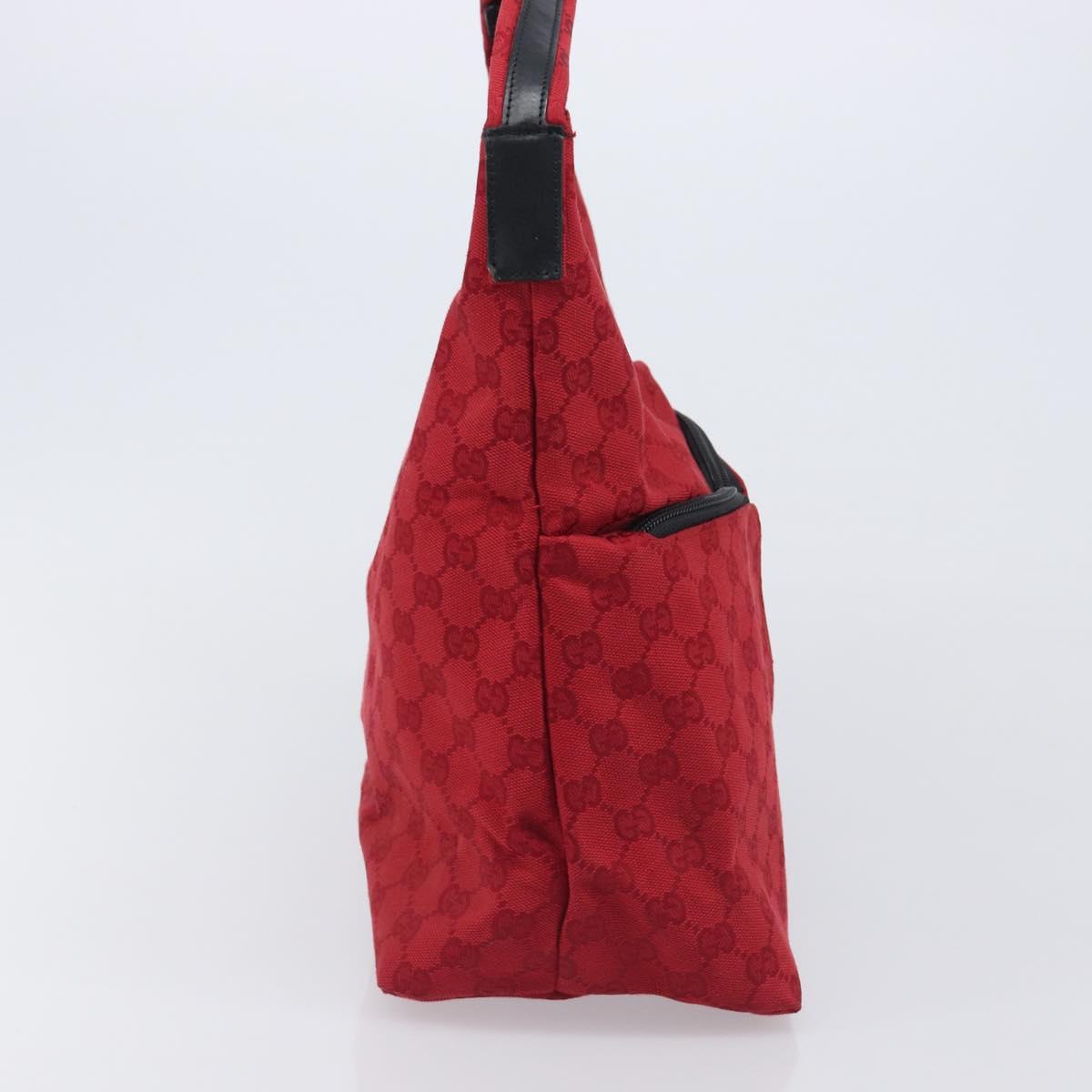 GUCCI GG Canvas Shoulder Bag Red Silver 001 3380 1705 Auth 207807A