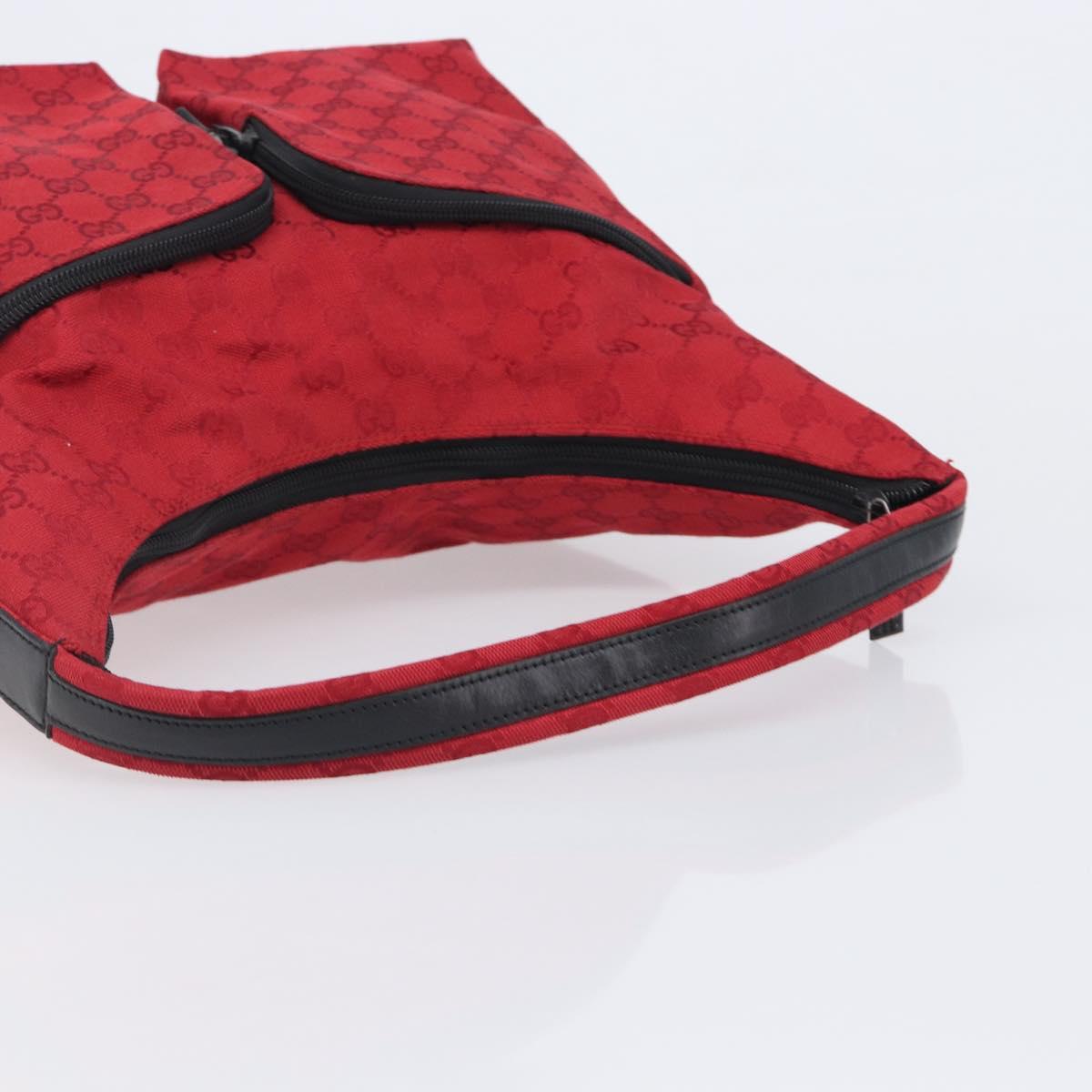 GUCCI GG Canvas Shoulder Bag Red Silver 001 3380 1705 Auth 207807A