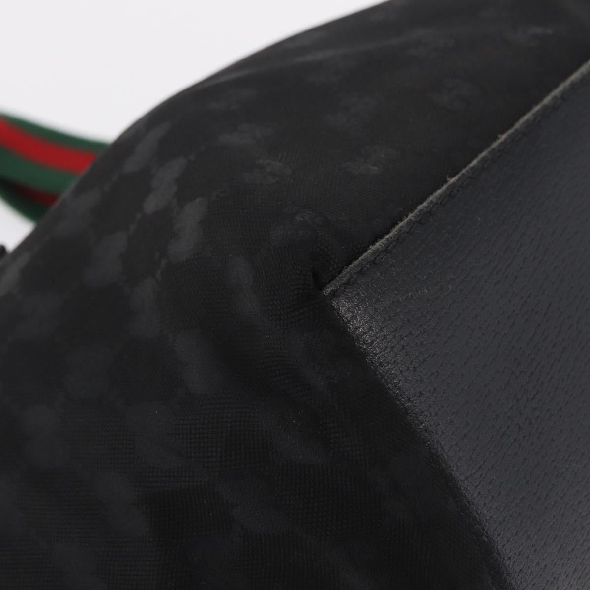 GUCCI GG Canvas Web Sherry Line Hand Bag Nylon Black 131228 Auth 207809A