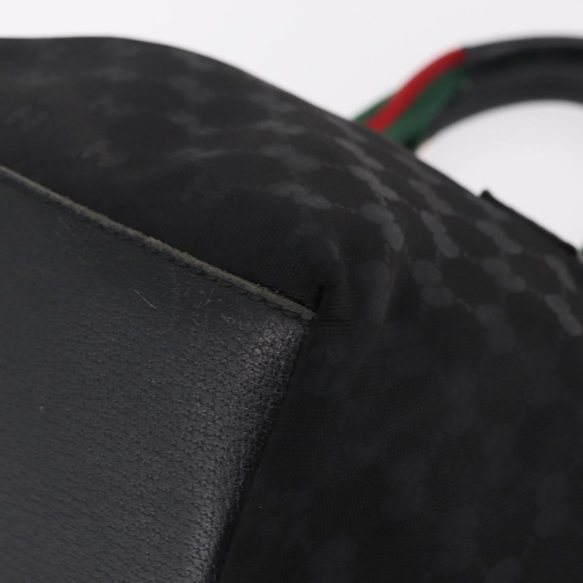 GUCCI GG Canvas Web Sherry Line Hand Bag Nylon Black 131228 Auth 207809A
