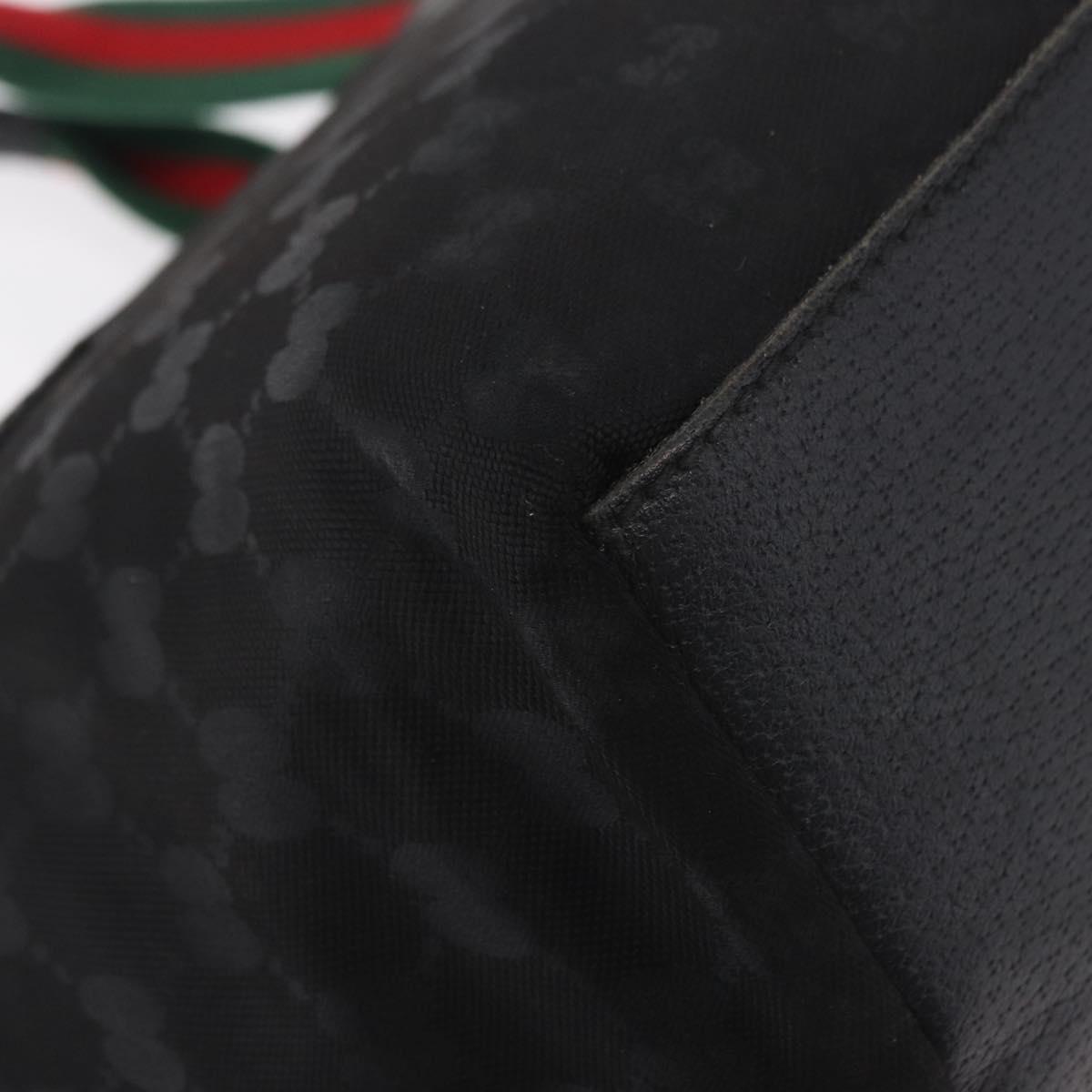 GUCCI GG Canvas Web Sherry Line Hand Bag Nylon Black 131228 Auth 207809A