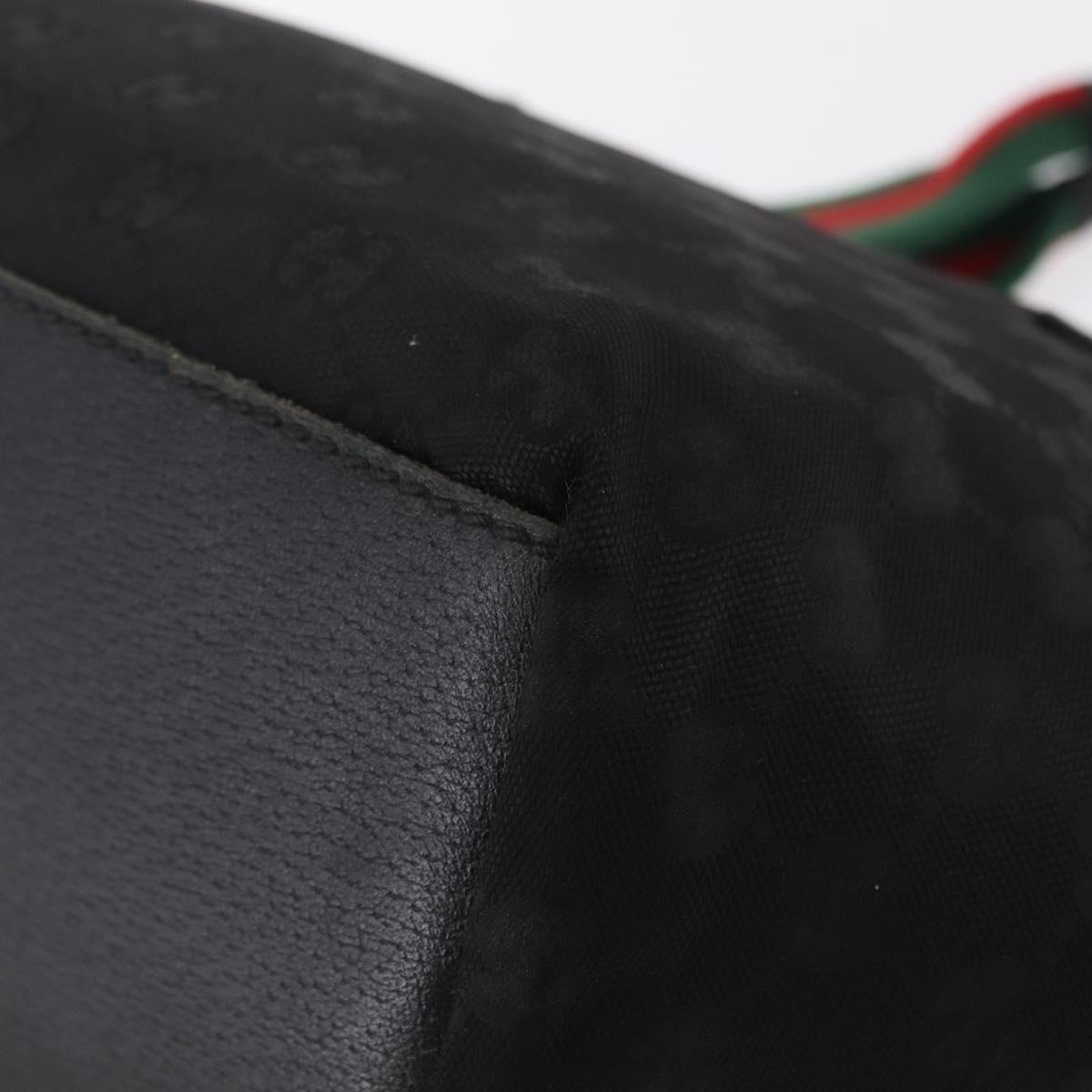 GUCCI GG Canvas Web Sherry Line Hand Bag Nylon Black 131228 Auth 207809A