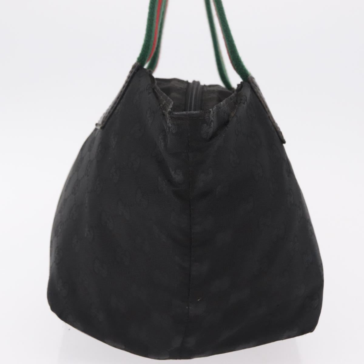 GUCCI GG Canvas Web Sherry Line Hand Bag Nylon Black 131228 Auth 207809A