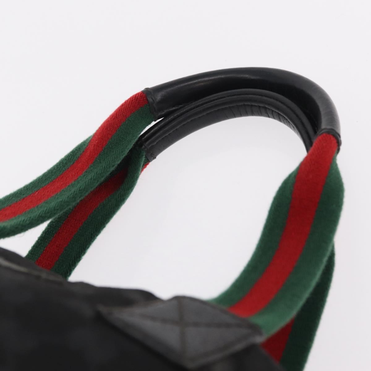 GUCCI GG Canvas Web Sherry Line Hand Bag Nylon Black 131228 Auth 207809A