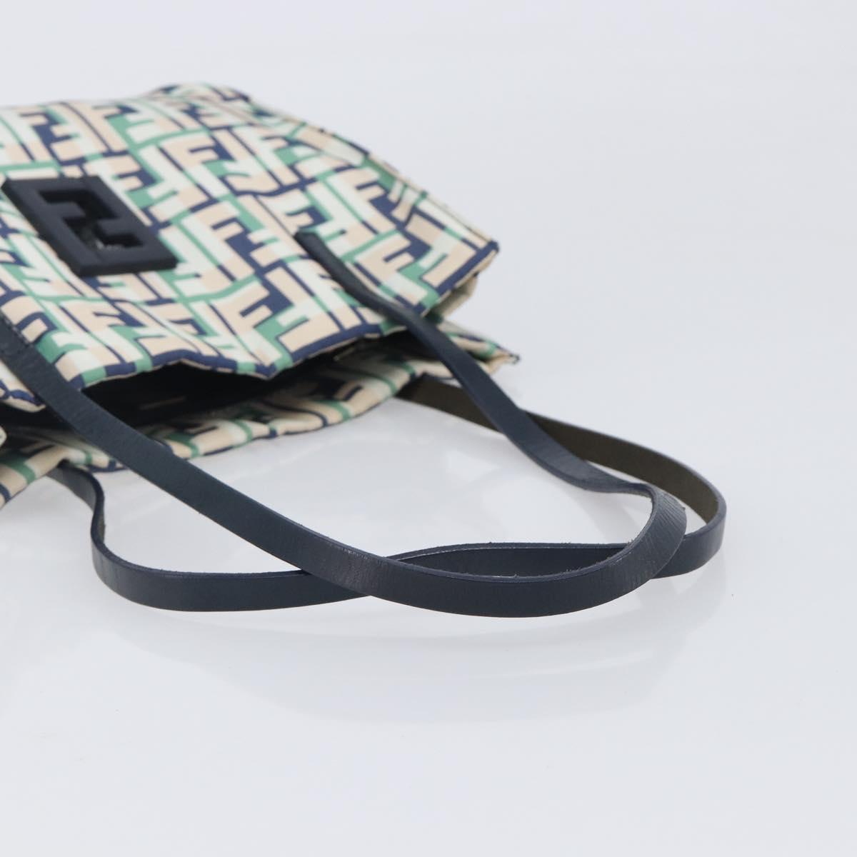 FENDI Zucca Canvas Hand Bag Nylon Green Silver Auth 207810A