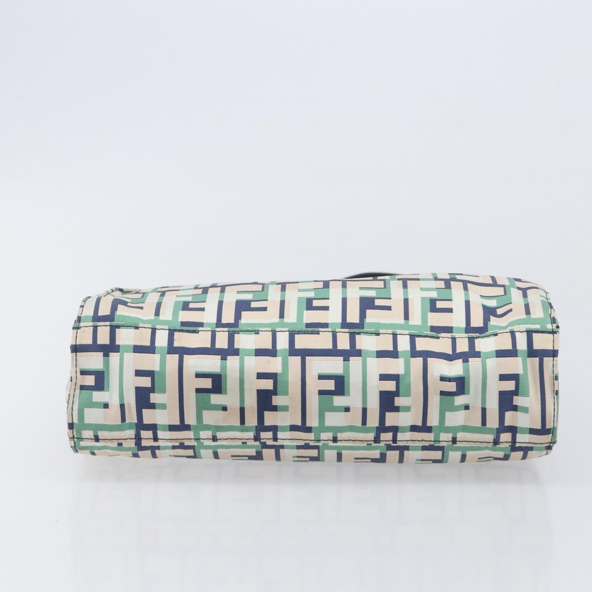 FENDI Zucca Canvas Hand Bag Nylon Green Silver Auth 207810A