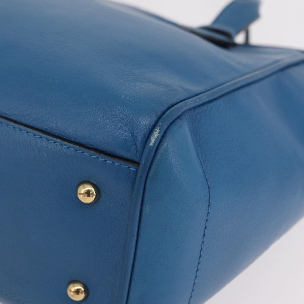 LOEWE Tote Bag Leather Gold Blue Auth 207812A