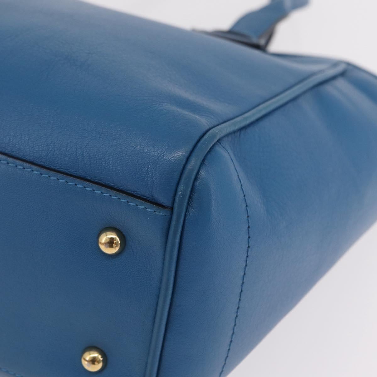 LOEWE Tote Bag Leather Gold Blue Auth 207812A