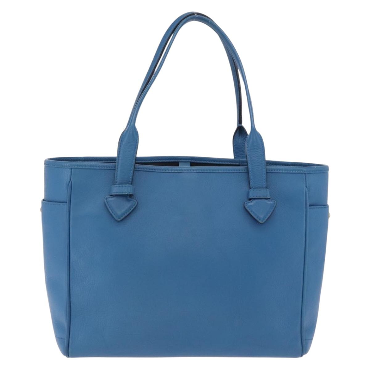 LOEWE Tote Bag Leather Gold Blue Auth 207812A