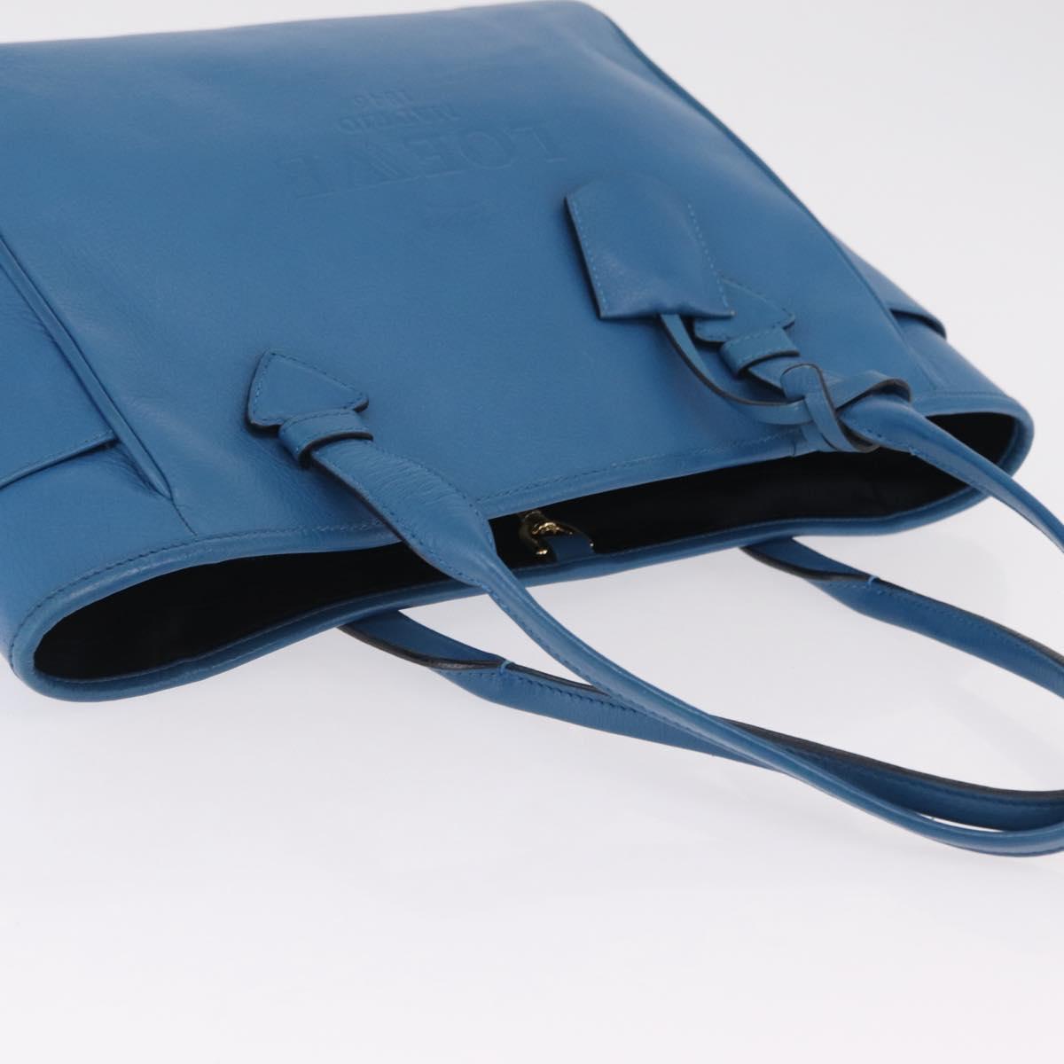 LOEWE Tote Bag Leather Gold Blue Auth 207812A