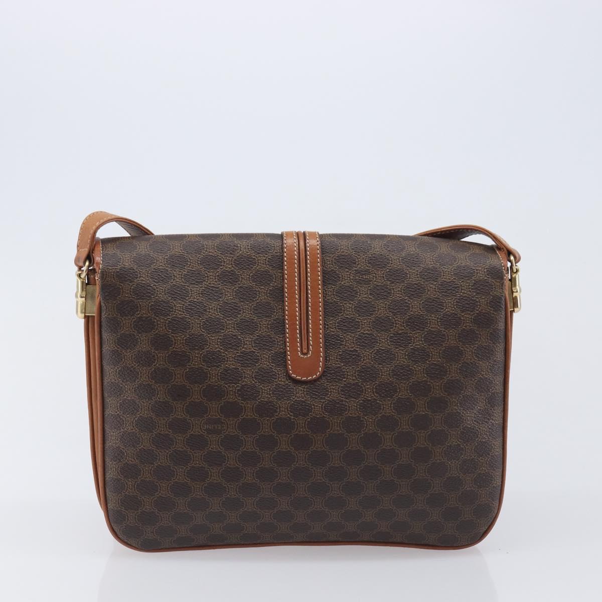 CELINE Macadam Canvas Shoulder Bag PVC Leather 2 Set Brown Auth 207813
