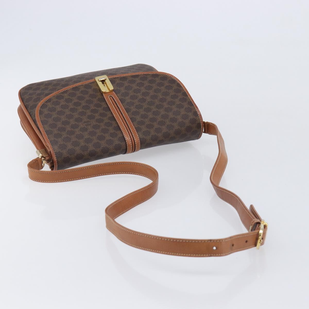 CELINE Macadam Canvas Shoulder Bag PVC Leather 2 Set Brown Auth 207813