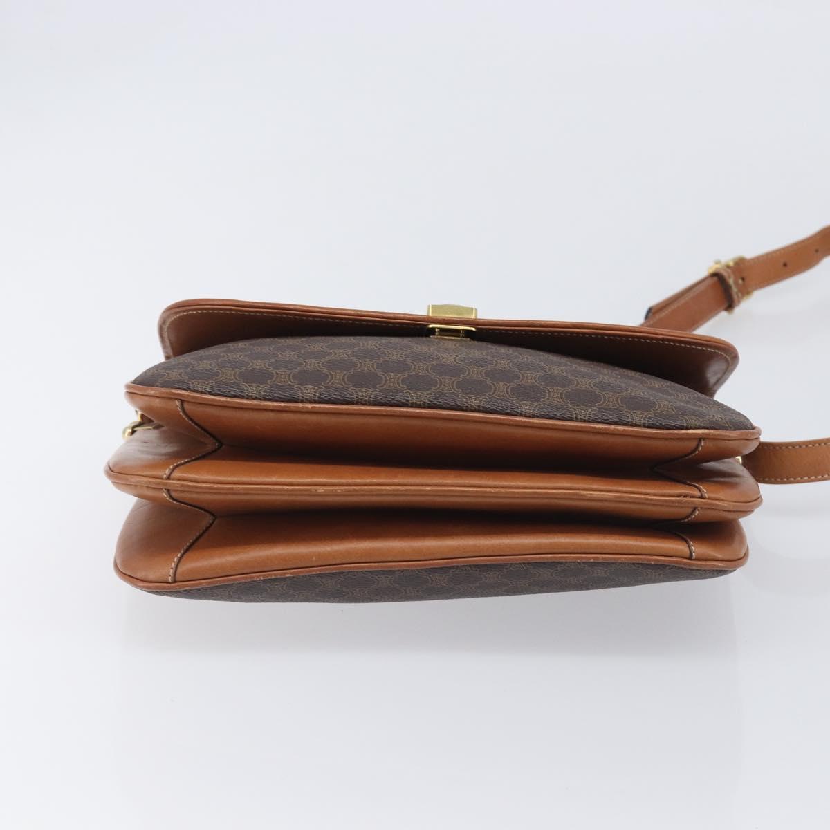 CELINE Macadam Canvas Shoulder Bag PVC Leather 2 Set Brown Auth 207813