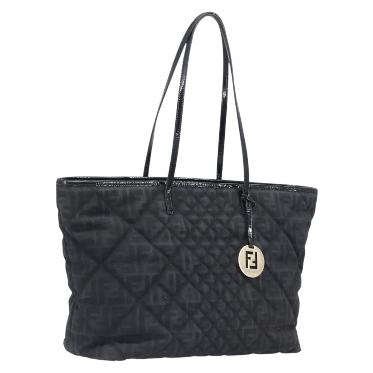 FENDI Zucca Canvas Tote Bag Black Gold Auth 207816