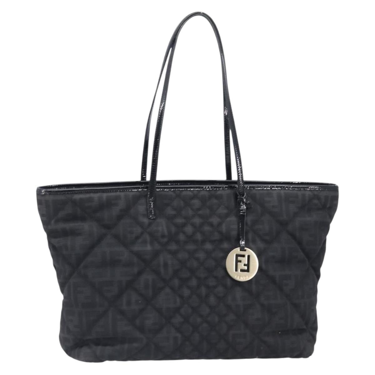 FENDI Zucca Canvas Tote Bag Black Gold Auth 207816