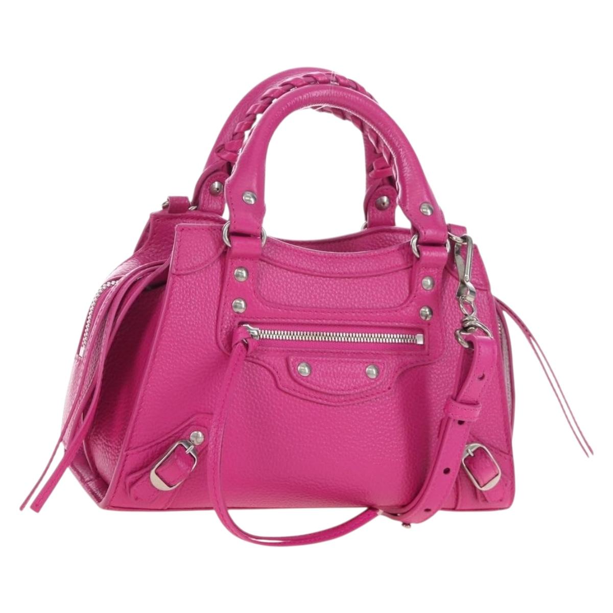 Balenciaga Neo Classic City Mini Hand Bag Leather 2way Pink 638524 Auth 207817M