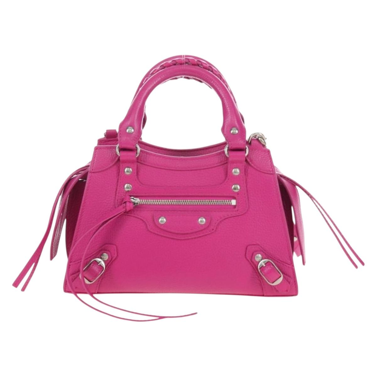 Balenciaga Neo Classic City Mini Hand Bag Leather 2way Pink 638524 Auth 207817M